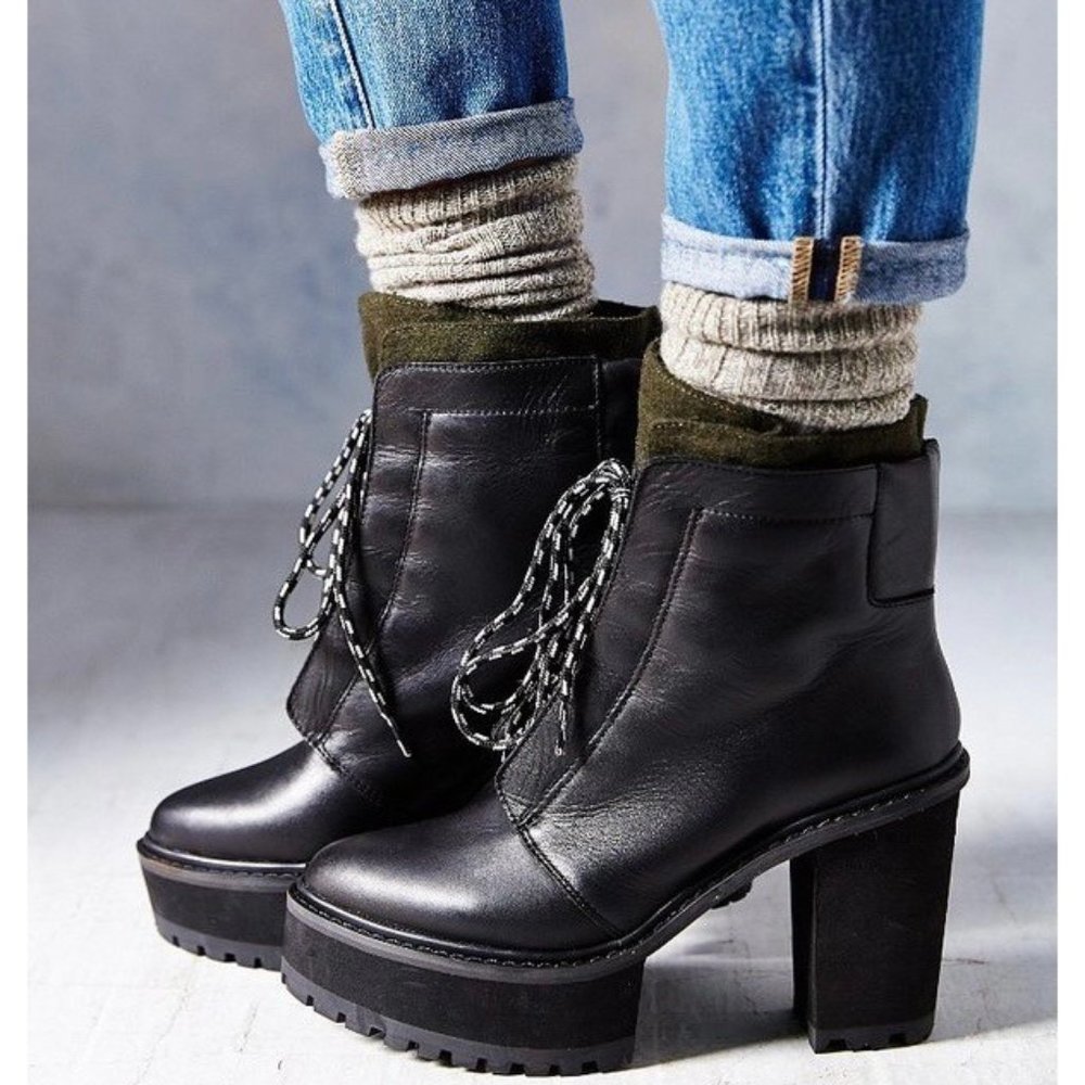 COPY - Shellys London Celee Lace Up Heeled Platform Ankle